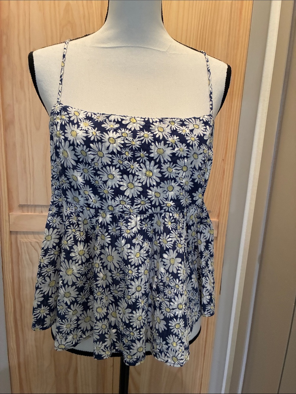Free People Navy Daisy Print Spaghetti-Strap Camisole